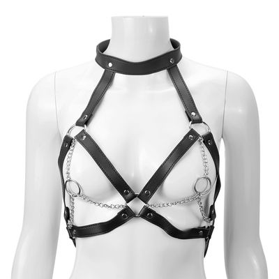 CE Black PU Leather Sex Fetish Bondage Erotic Halter Tank 62cm