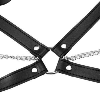 CE Black PU Leather Sex Fetish Bondage Erotic Halter Tank 62cm