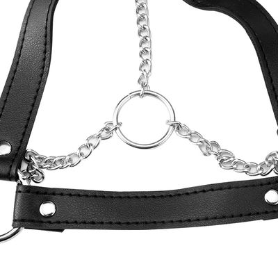 CE Black PU Leather Sex Fetish Bondage Erotic Halter Tank 62cm