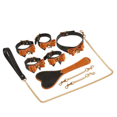 9Pcs چرم SM جنسیت فتیش بند بند دستبند نوک سینه گیره یقه Gag Whip طناب