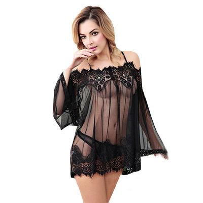 Spandex Blend Lace Adult Sexy Underwear T -shirts Perspective Nightdress