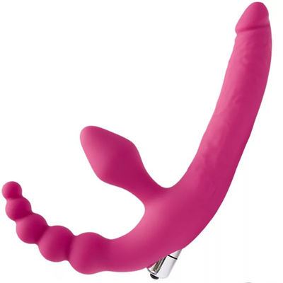 ویبراتور پلاستیکی دکمه ای دکمه ای 14 اینچی ماساژ دونفره LGBT Strapon Dildo Butt Plug