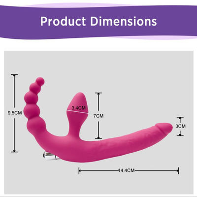 ویبراتور پلاستیکی دکمه ای دکمه ای 14 اینچی ماساژ دونفره LGBT Strapon Dildo Butt Plug